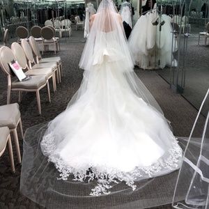 Two-tier Chapel Length Veil with Lace Applique